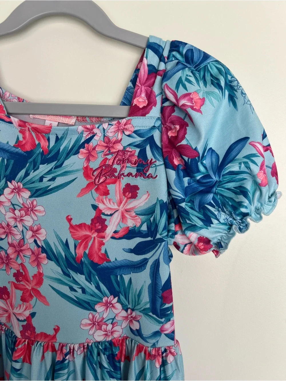 Tommy Bahama Light Blue Tropical Floral Puff-Sleeve Dress - Picture 4 of 4